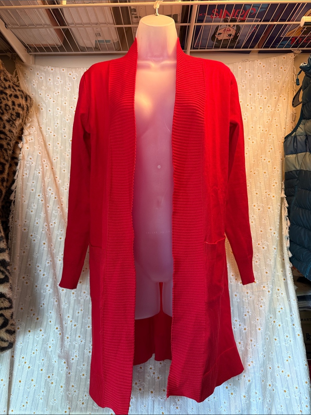 Doublju Bright Red Open-Front Women's Cardigan